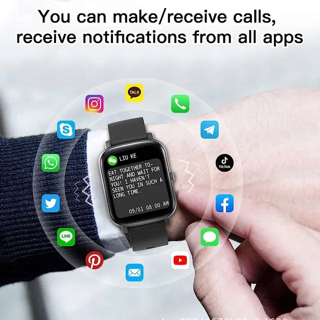 Rubber Strap T 500 Bluetooth Smartwatch for Men & Women, Black