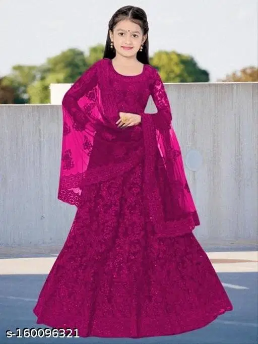 Embroidered Lehenga Choli for Women (Purple, 3-4 Years)