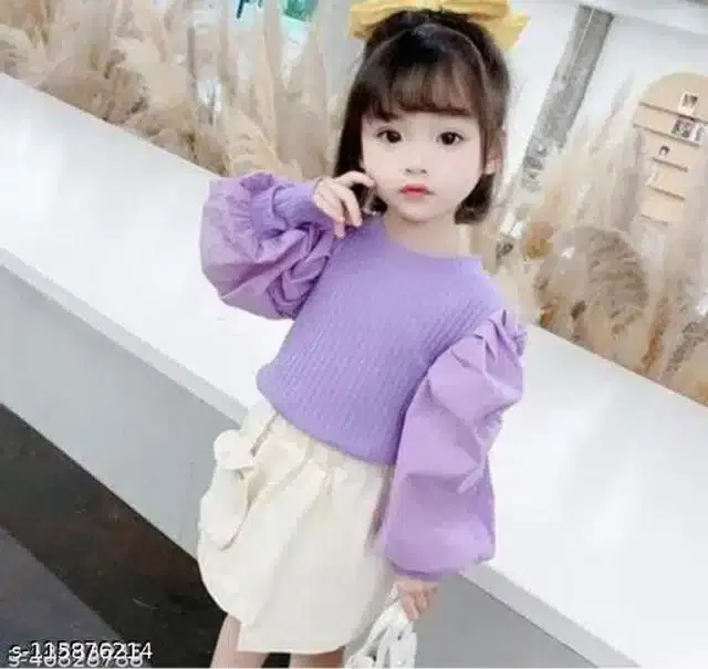 Full Sleeves Top for Girls (Purple, 5-6 Years)