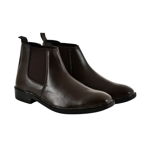 Synthetic Leather Boots for Men (Brown, 7)