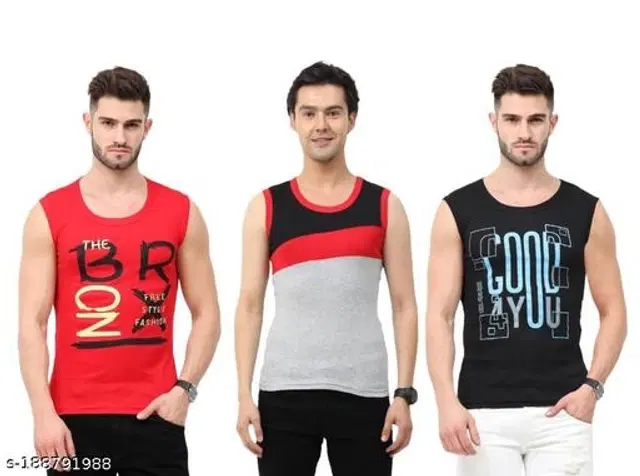 Cotton Vests for Men, Pack of 3 (Multicolor, XL)