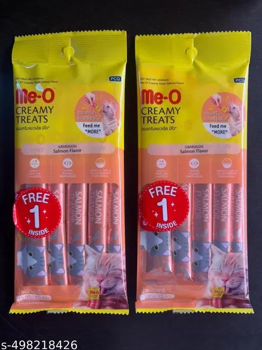 Me-O Creamy Treats Salmon Flavour Cat Treats 60gm (pack of 2)--100% premium and quality food for all breedss