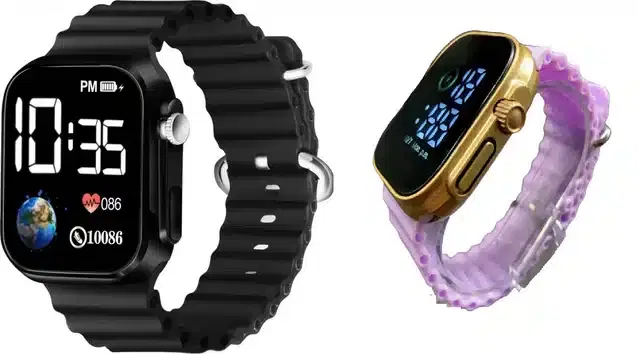 Electronic LED Digital Watch for Kids, Pack of 2 (Multicolor)