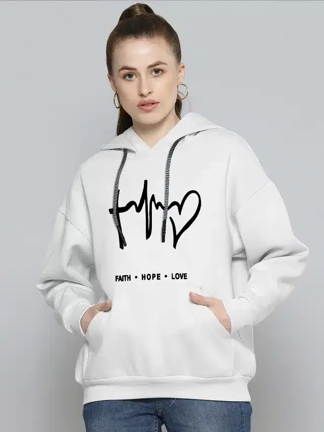 Hooded Sweatshirt for Girls (White, S)