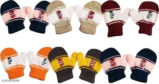 Woolen Gloves for Kids, Set of 6 (Multicolor)