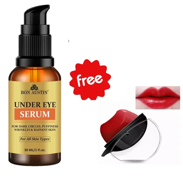Bon Austin Under Eye Serum, 30 ml with Apple Shaped Lipstick, Red, Set of 2