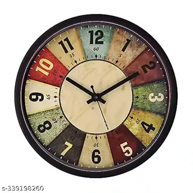 Designer Printed Plastic Wall Clock, Multicolor