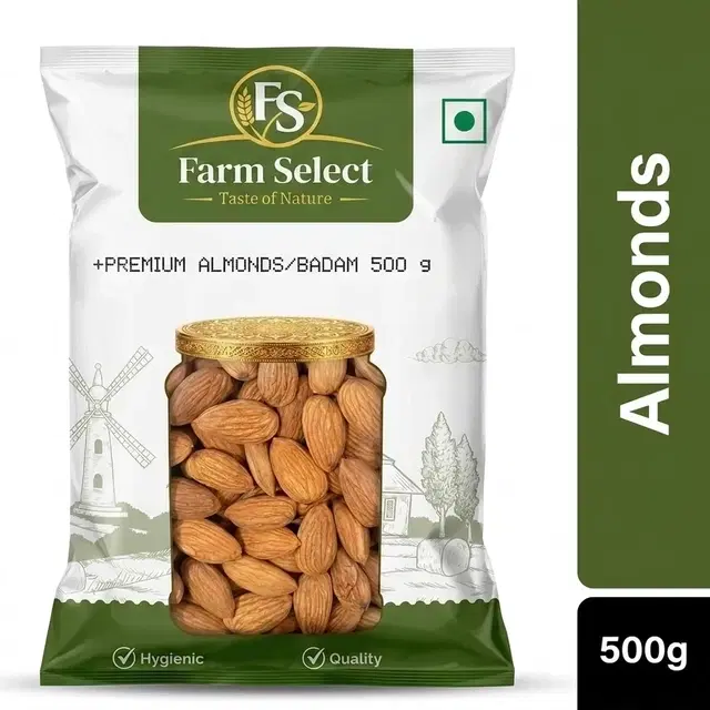 Farm Select Premium Almonds/Badam 500 g