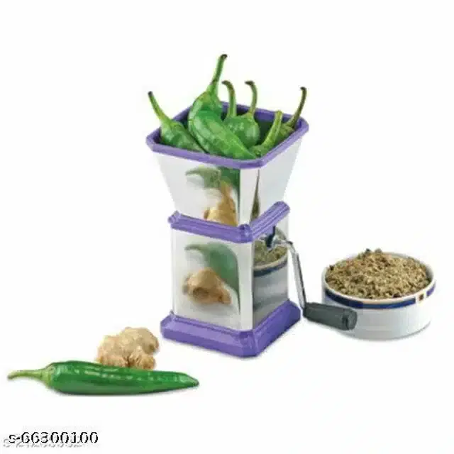 Stainless Steel Mini Manual Chopper, Violet & Silver