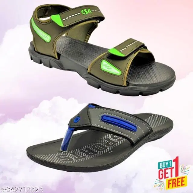 Sandal with Flipflop for Men, Pack of 2 (Multicolor, 9)
