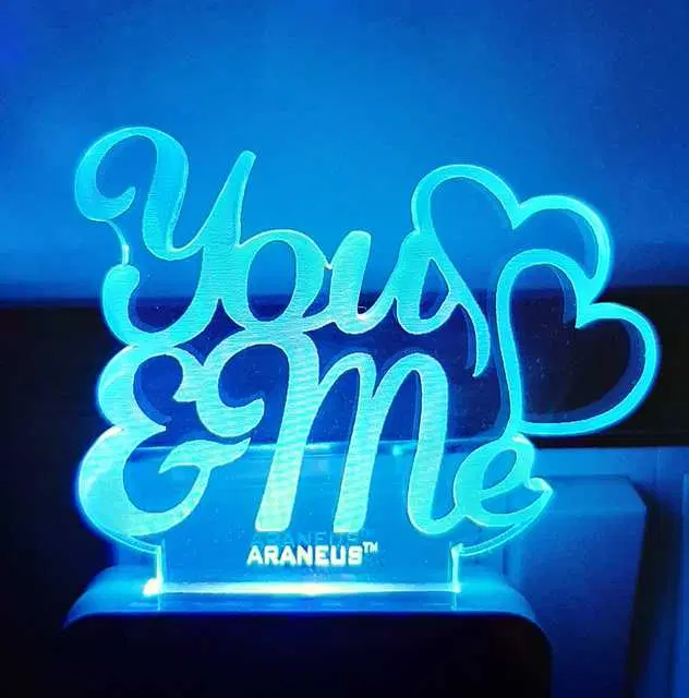 Unicept You & Me 3D Illusion 7 Color Changing Night Lamp, Multicolor, NE-75