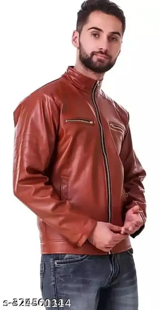 Synthetic Jacket for Men (Brown, M)