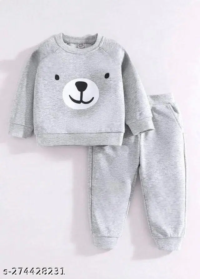Cotton Printed Clothing Set for Kids (Grey, 3-6 Months)