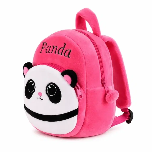 Panda Velvet School Bag [Pink, 10 L]