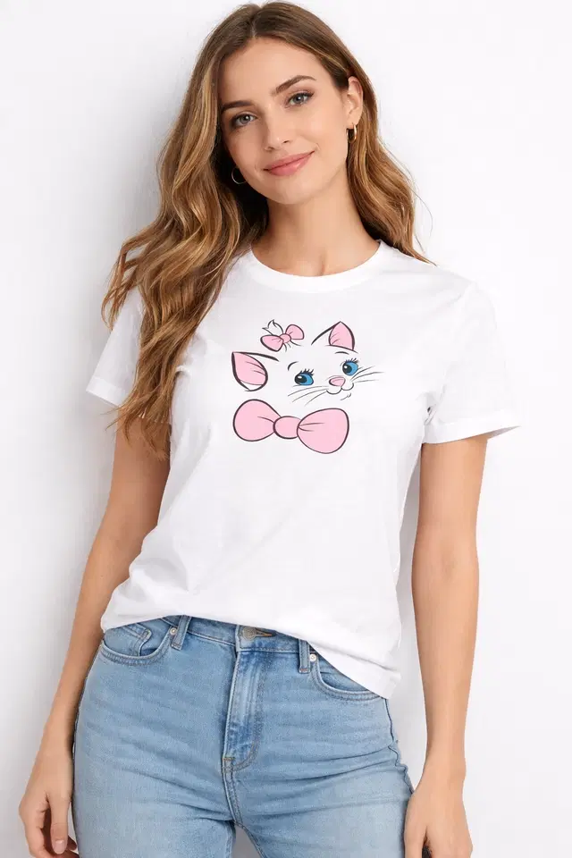 Cotton Blend Printed T-shirt for Men, White (S)