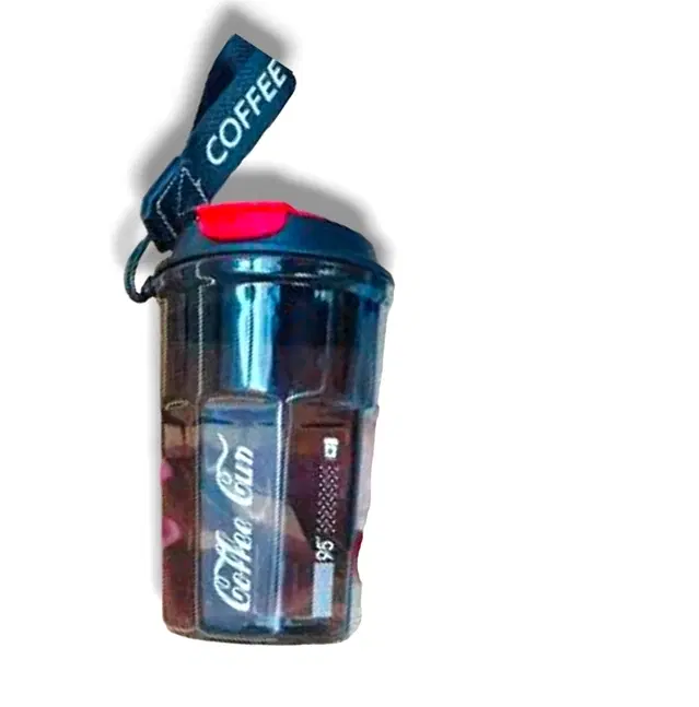 Plastic Coffee Mug with Lid, Black, 400 ml