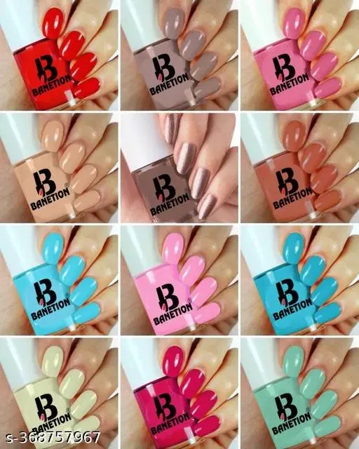 Banetion Matte Nail Polish, Multicolor, Pack of 12