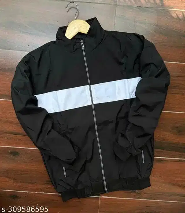 Polyester Jacket for Men (Black, L)