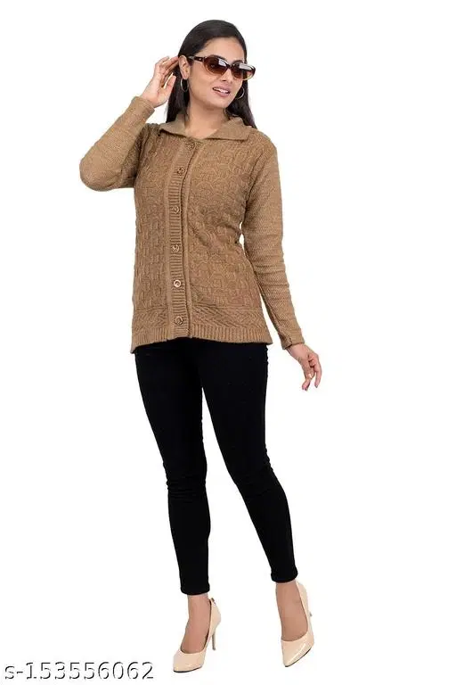 Woolen Sweater for Women (Brown, L)