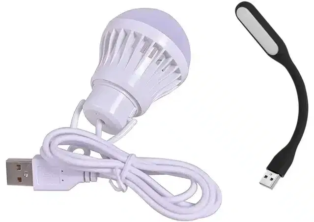 Combo of USB LED Bulb & Smartphone USB Bulb, White & Black