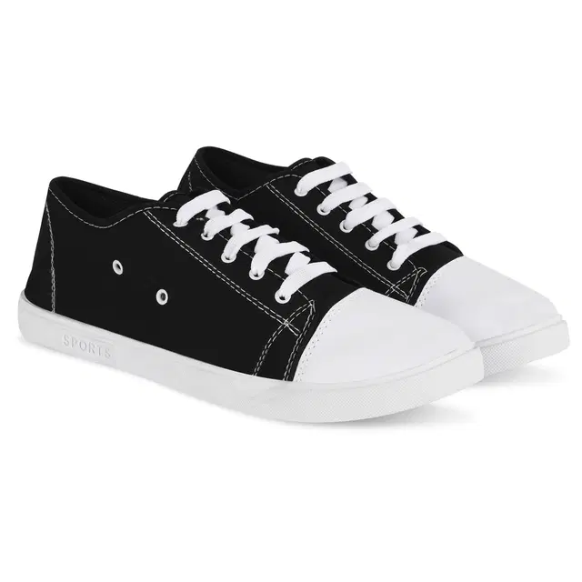 Tennis Canvas Sneakers for Men, Black & White (6)