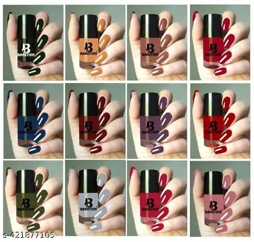 Banetion Matte Nail Polish, Multicolor, Pack of 12