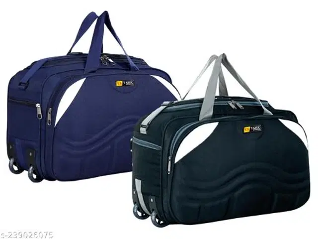 Polyester Duffel Bags, Blue & Black, Pack of 2