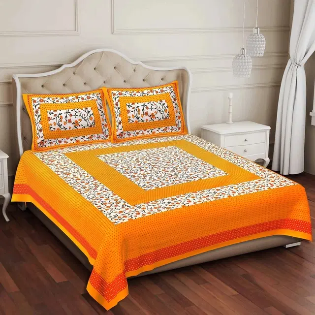 Cotton Double Bed sheets With 2 Pillow Cover (Multicolour) Set Of 1
