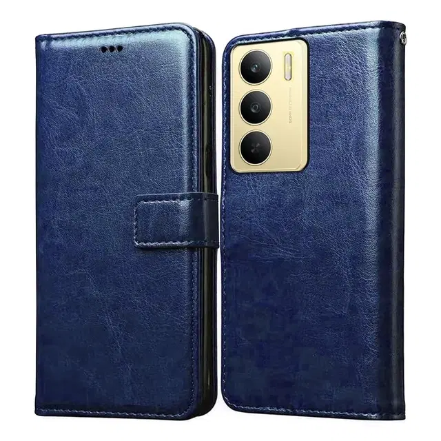 Artificial Leather Flip Cover For Realme Rmx3945 / C73 / C75 5G, Blue