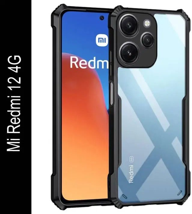 Back Cover for Mi Redmi 12 4G, Black, Pack of: 1