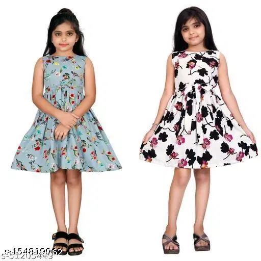 Frocks & Dresses for Girls (Grey, 10-11 Years)