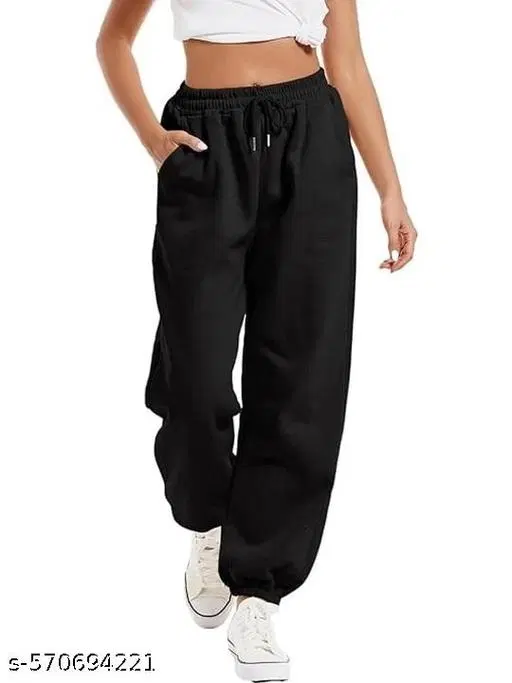 Cotton Blend Solid Trousers for Men, Black (S)