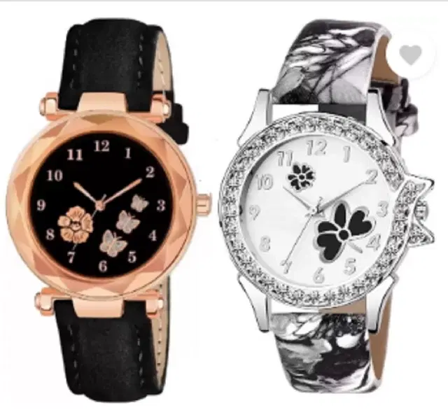 Analog Watch for Women & Girls, Pack of 2 (Multicolor)