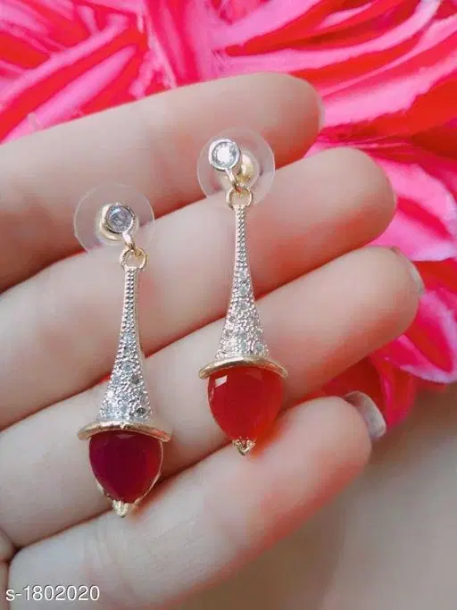 Brass Earring for Women (Silver, Free Size)
