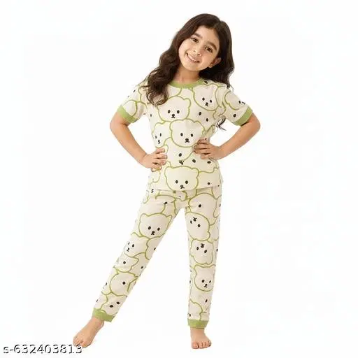 Night Suit for Girls (Green, 11-12 Years)