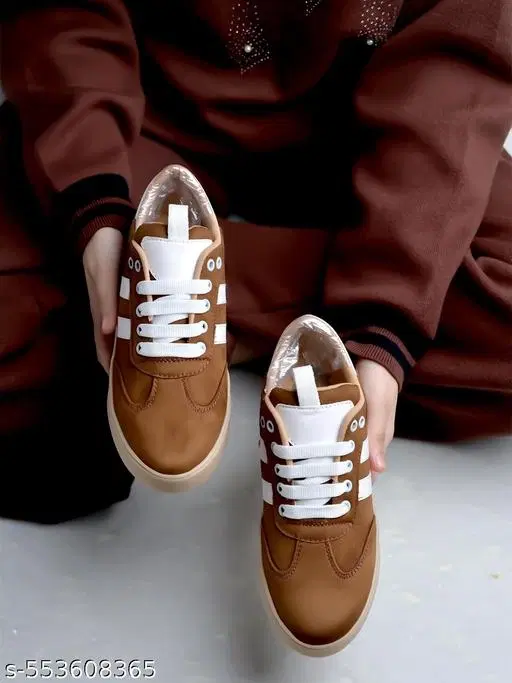 Shoetopia Girls Sneakers - Beige (8-8.5 Years)