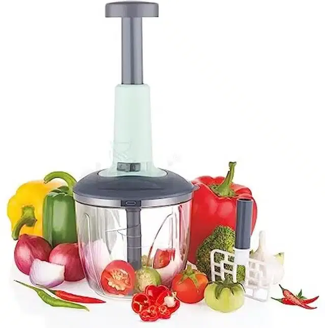 Hand Push Vegetable Chopper, Multicolor, 950 ml
