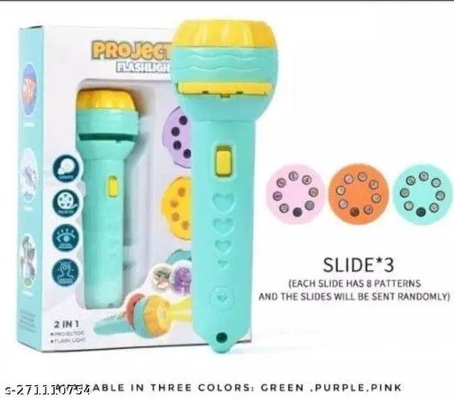 Plastic Projector Torch, Sky Blue & Yellow
