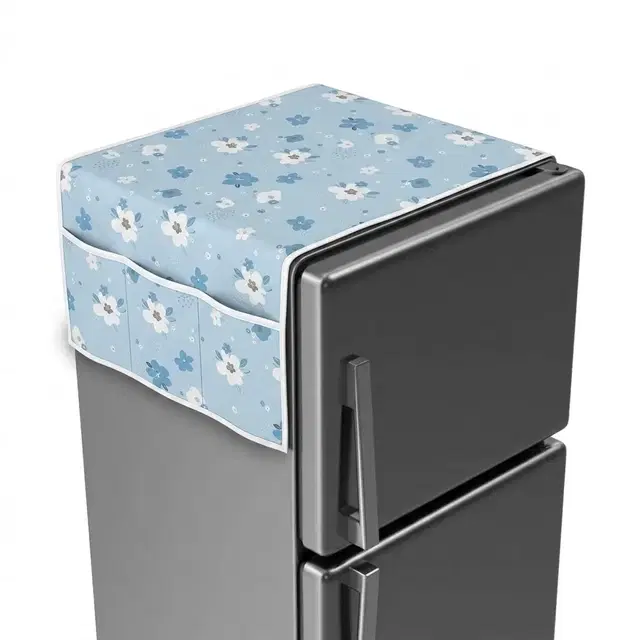 Floral Blue Proof fridge top cover