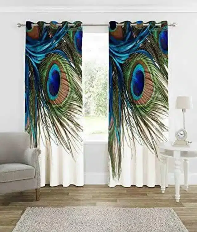 Polyester Printed Door & Window Curtains, Multicolor, 5 feet