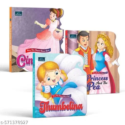 Fairy Tale Shaped Board Book | Cinderella, The Princess and the Pea, and Thumbelina | for kids | story books | (Set of 3)
