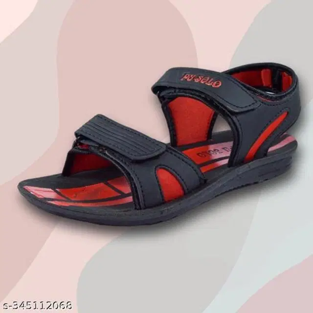 Sandals for Men (Black & Red, 6)