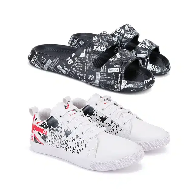 Combo of Men's Flip Flop & Sneakers, Pack of 2 (Multicolour, 6)