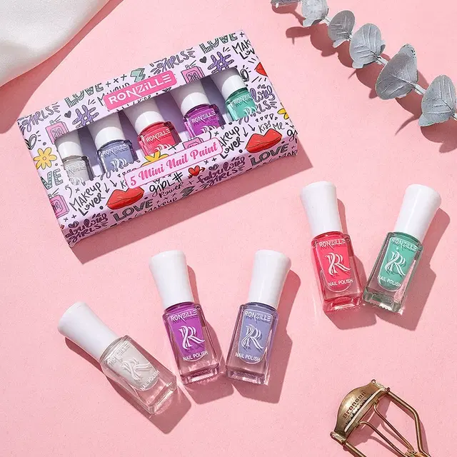 Ronzille Quick Dry Glossy Nail Polish Set ( Pack of 5)