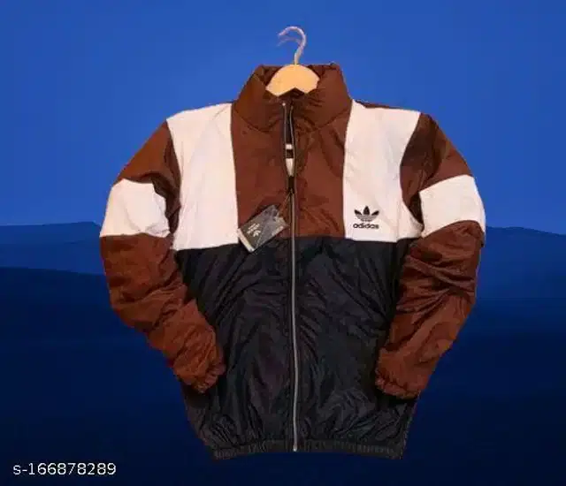 Polyester Full Sleeves Colorblocked Jacket for Men (Black & Brown, L)
