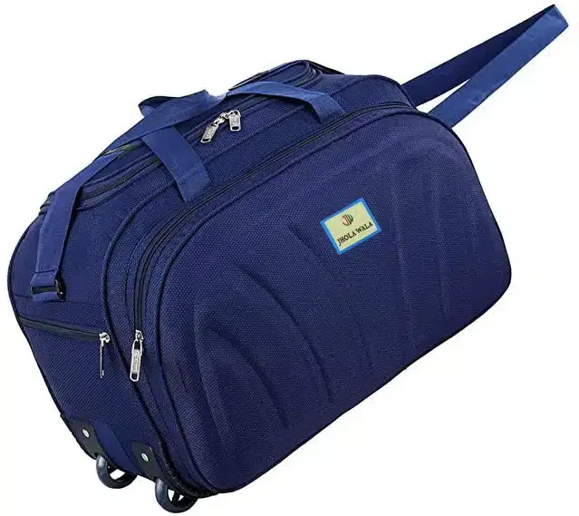 Nylon Traveling Luggage Bag with Wheels, Navy Blue,65 L