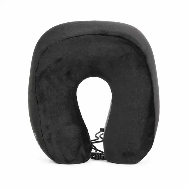 Teakwood Leather Premium U-Shaped Memory Foam Neck Pillow, Black