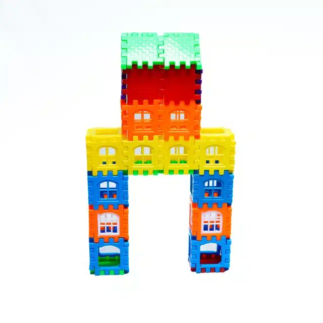 Plastic Educational Big House 92 Pcs Building Blocks Toy Set for Kids, Multicolor
