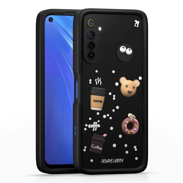 Rubber Mobile Back Cover for Realme 6i (Black)
