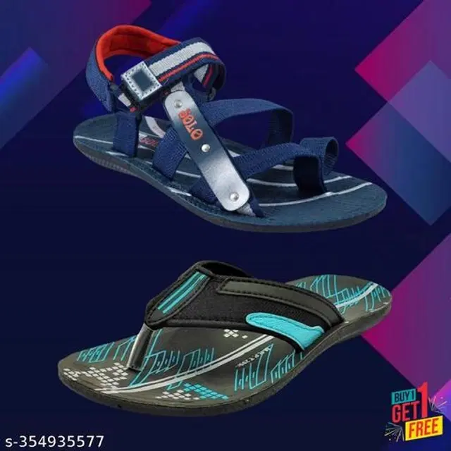Sandal with Flipflop for Men, Pack of 2 (Multicolor, 6)